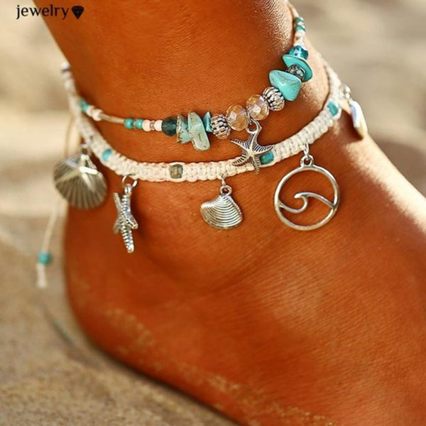 Bohemian Starfish Stone Anklet - Flip Flop Labs